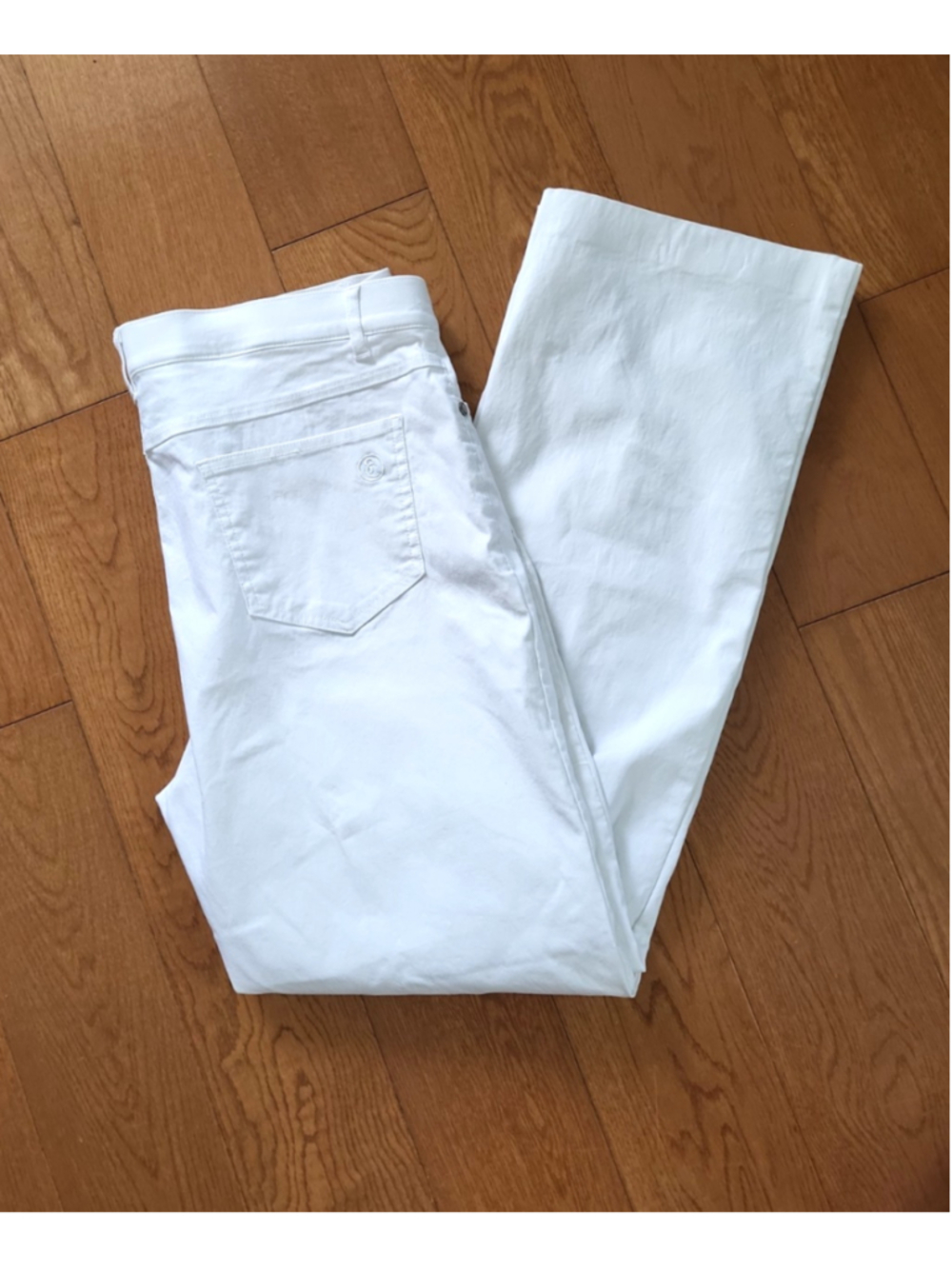 Women’s Simon Chang White Pants Size 14 Stretch High Rise Crop Casual